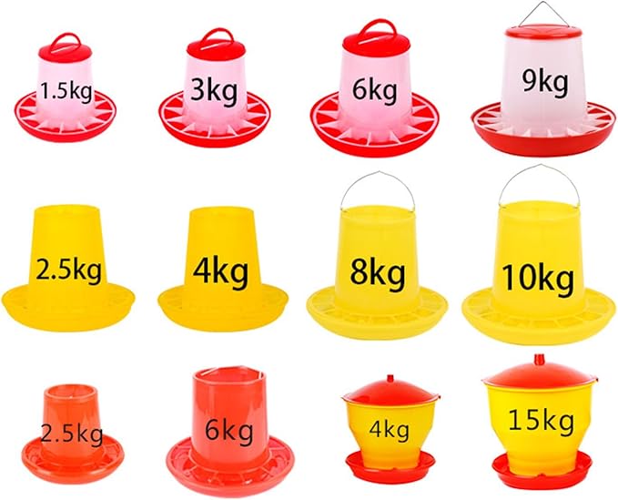 Chick Feeder Waterer Kits for Chick QuailsHen Hanging Poultry Food Water Container for Outdoor Farm Coops Outdoor Chicken Feeder Chicken Feeding Accessories Hanging Chicken Feeder Poultry Feeding
