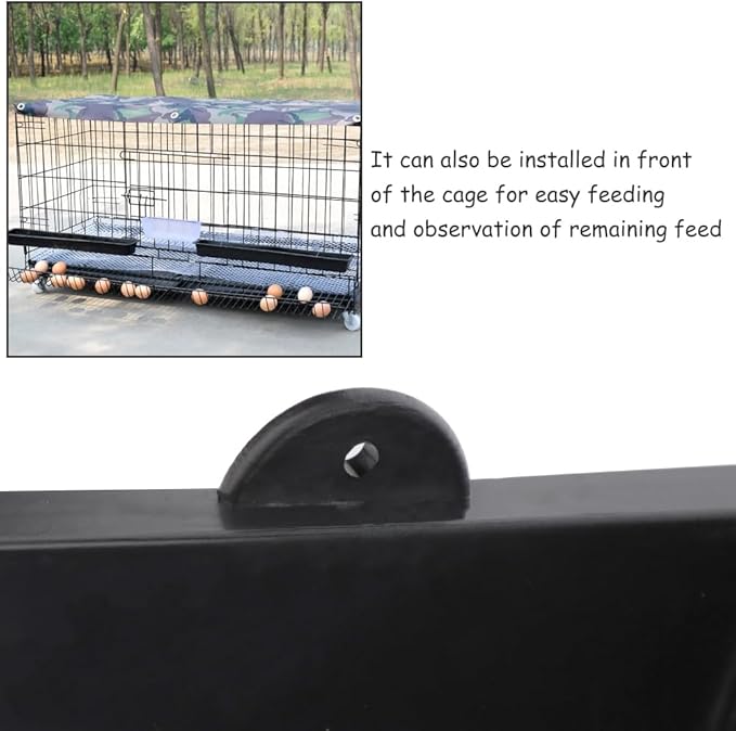 DQITJ 4 Pack Chicken Large Capacity Feeder Plastic Feed Trough Bucket Hanging Food Dispenser for Chicken Duck Pigeon Bird Livestock Poultry (23.6": Black)
