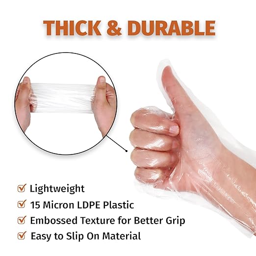 GORILLA SUPPLY 500 BPA Free Premium Disposable Gloves Poly PE LDPE Plastic for Kitchen Food Handling Food Prep Latex & Powder Free (500 Count, Large)
