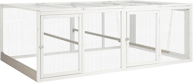 Outdoor Wooden Chicken Coop Run Extension with Wire Mesh, Poultry Enclosure Add-On for Hen House, Backyard Chicken and Rabbit Run Pen