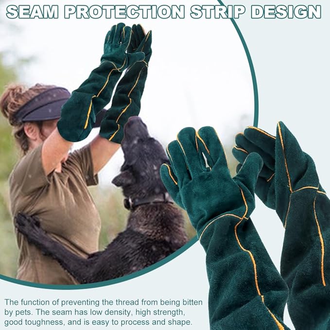 PUXING Animal Handling Gloves Bite Proof 23.6inch Durable Bite Resistant Gloves for Bathing Anti Scratch Protective Gloves