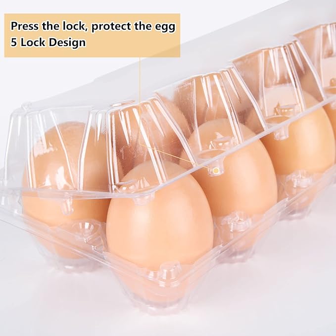MIVIDE Plastic Egg Cartons Bulk, 36 Packs Empty Clear Plastic Egg Carton Holds Up to 12 Eggs, Reusable Chicken Egg Tray Holders for Family Pasture Chicken Farm, Business Market Display, Storage