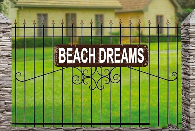 cohuodec Beach Dreams Metal Wall Sign 16x4 Inch - Coastal Rustic Decor for Bedroom, Beach House, Summer Home
