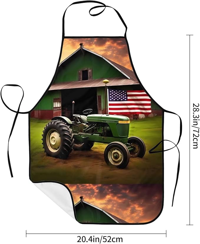 Old Tractor Photo Farm Adjustable Apron For Cooking, Baking And Barbecue-A Stylish And Practical Kitchen Apron With Pockets, Suitable For Home Cooks And Professionals
