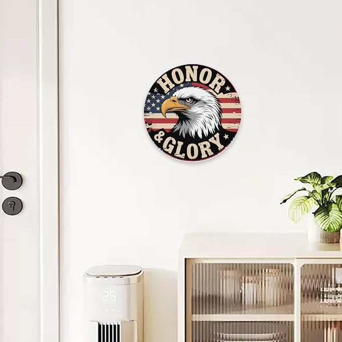 2026 United States 250th Anniversary Round Metal Sign, Home Decor Metal Wall Signs 250th Anniversary USA, 250 Patriotic American Flag Decorative Signs, Gift for US Citizens, Hanging Wall Decor