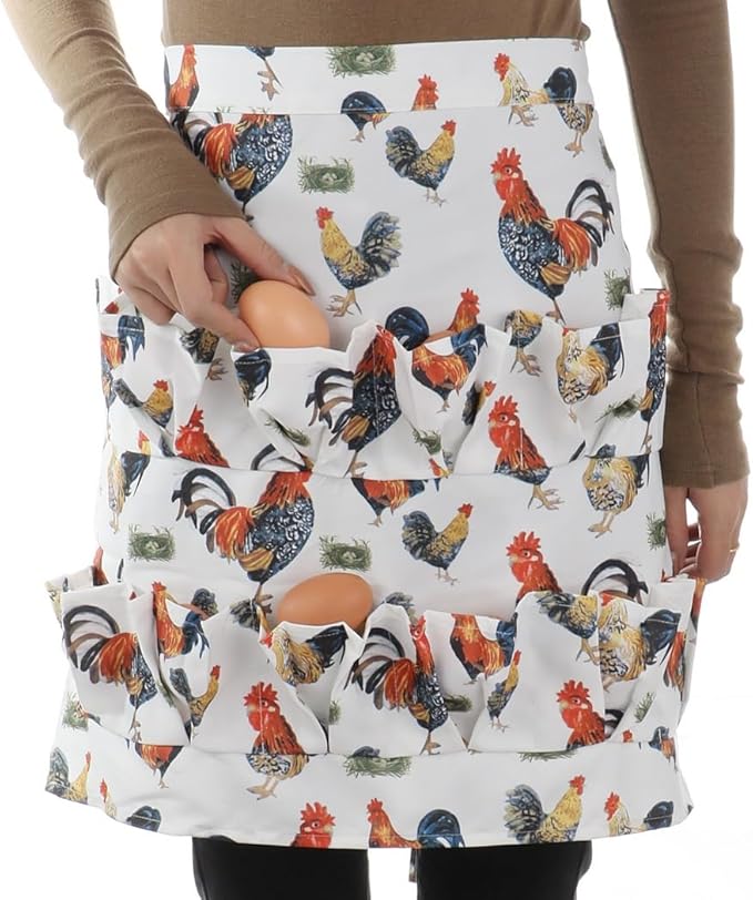 12-Pocket Egg Collecting Apron, Canvas for Easy Gathering of Eggs from Chicken, Duck, Or Goose, Unisex Farm Workwear