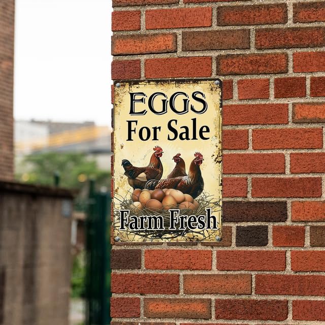 Fresh Eggs for Sale Aluminium Sign 5in×8in, Sturdy Aluminum Metal Signs Rust Free, Eggs for Sale Sign - Farm Fresh/We Sell Eggs Sign Outdoor Yard