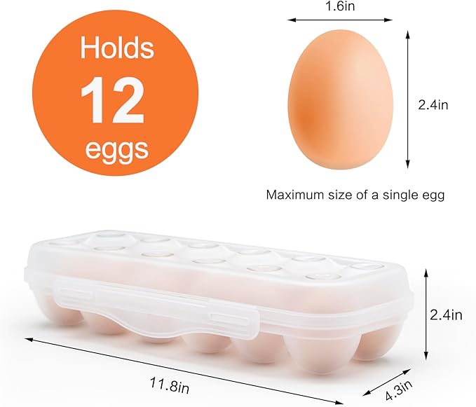 Egg Holder for Fridge, Egg Organizer for Refrigerator, Portable Egg Tray with Lid, Stackable Egg Storage with Safety Buckle (1)