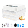 120 Egg Incubator Automatic Turning LED Display Temperature Humidity Control Built-in Candler External Water Fill Duals Power 110V/12V for Hatching Chicken Duck Quail Goose Eggs