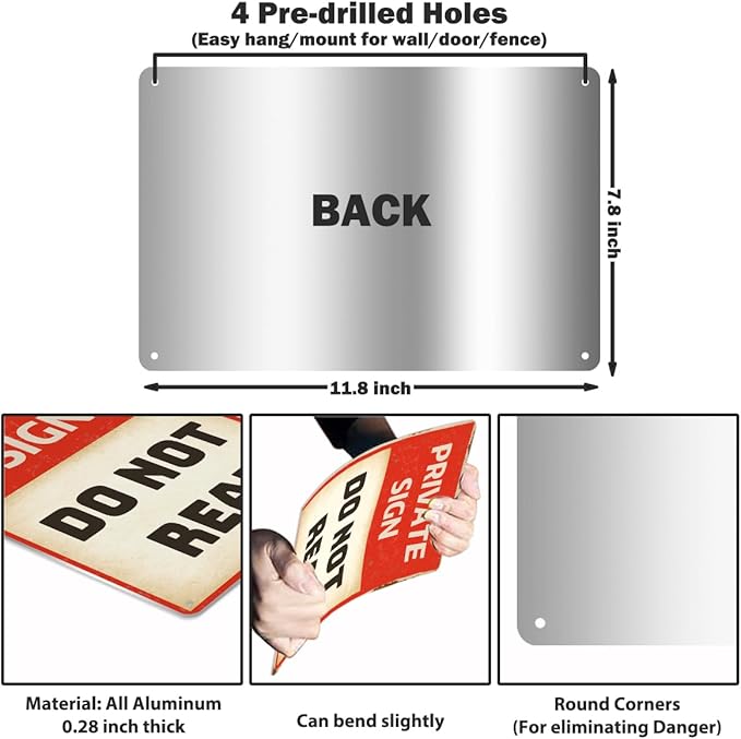 Private Sign Do Not Read Funny Aluminium Plate Signs Novelty Vintage Plaque Room Wall Decor Bathroom Bar Cafe Garage Farmhouse Decor Humorous Warn Sign Wall Art Decorations 8 X 12 Inch Metal Signs