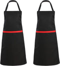 Tosewever 2 Pack Adjustable Bib Apron with 2 Pockets, Waterdrop Resistant Cooking Kitchen Aprons for Women Men Chef Couple BBQ Painting (Black, 2)