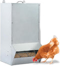 Galvanized Chicken Feeder Outdoor Poultry Feeder w/Lid Weatherproof,Easy refilling and Cleaning.NO Mess! NO Waste! (50LB Capacity)