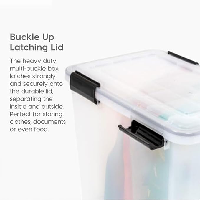 IRIS USA 4 Pack 63 Qt Storage Bins Plastic Gasket Box with Tight Latching Lids
