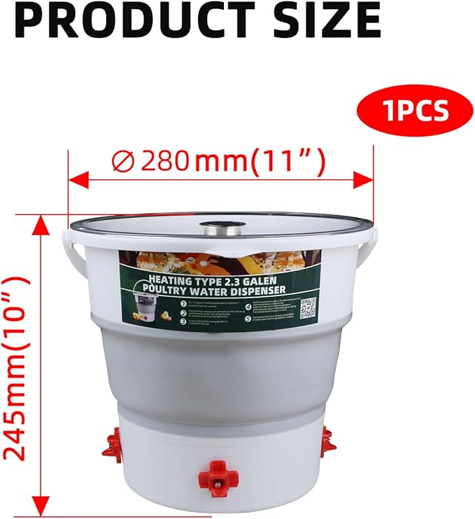 Foldable 2.3 Gallon Chicken Water Bucket, Hanging Type, Suitable for Chickens, Pigeons, Quails, and Other Large Animals 1Pcs.
