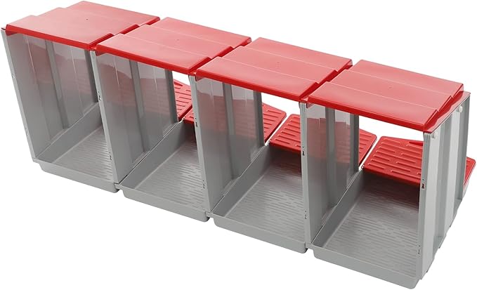 Chicken Nesting Box, 4 Compartments PP Nesting Box, Wall Mountable Nesting Boxes with Inclined Top, Drain Holes & Resting Platform for Chicken and Poultry to Collect Eggs