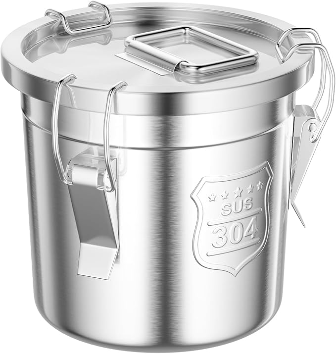 Stainless Steel Dog Food Storage Container 6L/1.59Gal Airtight Pet Food Storage Container with Lid to Keep Fresh Large Pet Food Storage with 3 Locking Latches for Cat Food Chicken Feed Rice Easy Clean