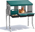 Outvita Chicken Nesting Boxes, 3 Compartments Metal Nesting Boxes for Chickens with Metal Legs, Wall/Floor Mount for Laying Eggs with Swing Perch and Roll Away Egg Collection for Chicken Coop, Green