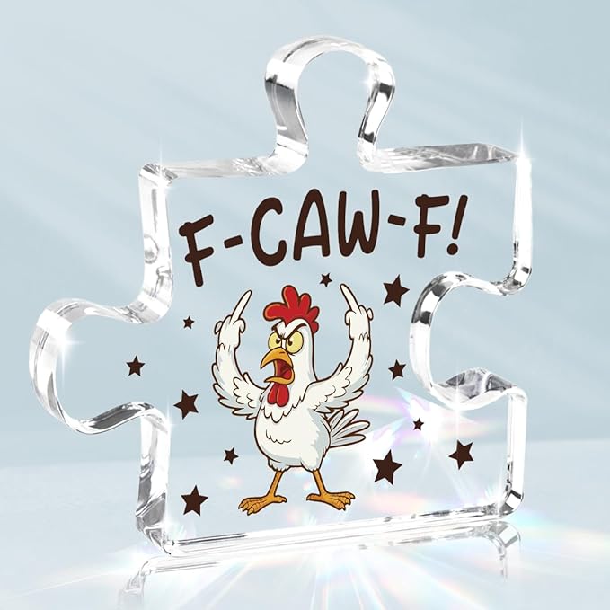Funny Ornaments for Adults, F-Caw-F Chicken Ornaments, Funny White Elephant Gag Gifts,Unique for Adults,Women,Chicken Gifts for Lovers,Screaming Chicken Acrylic Decorations