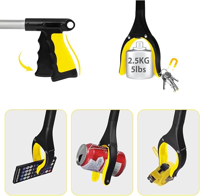 38" Extra Long Grabber Tool with 360°Rotating Anti-Slip Jaw， Lightweight Reaching Aid Reacher Tool, Arm Extension Heavy Duty Grabbers for Elderly (38 Inch - 2PCS)