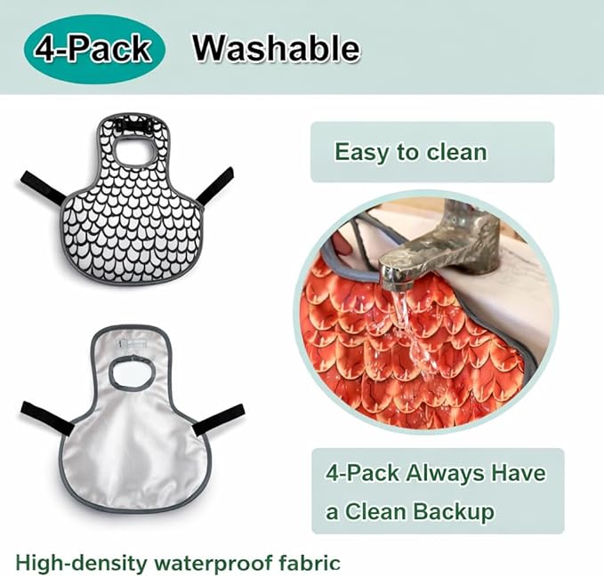 Chicken Saddle for Hens, 4 Pack Hen Apron Back Protector with Adjustable Straps – Chicken Mating Saddle Helps Stop Rooster Scratches, Feather Picking & Bald Backs