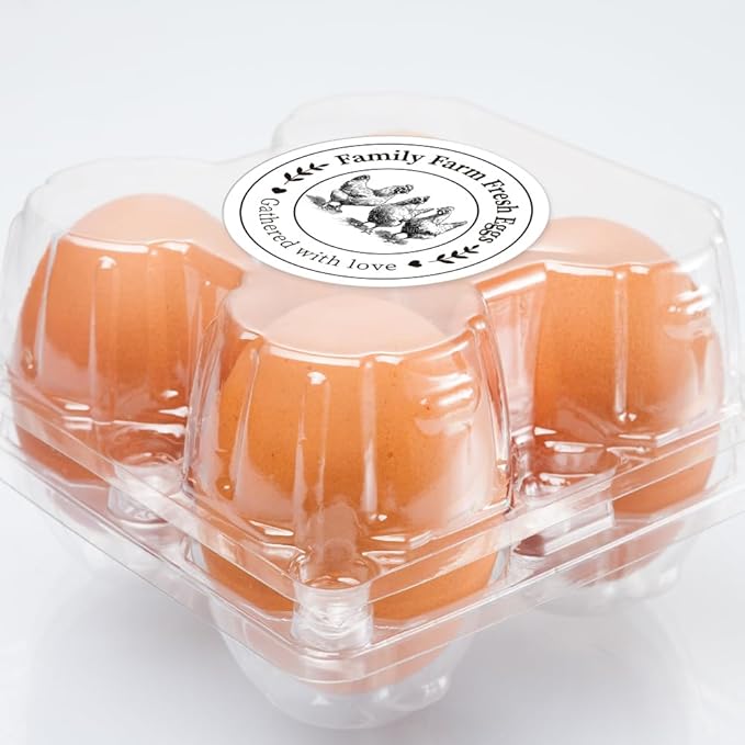 320 Pcs Egg Carton Labels, 2 Inch Round Family Farm Fresh Egg Sticker PET Adhesive Egg Packaging Sticker for Box Container Carton Farm Supplies