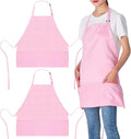 Jubatus 2 Pack 3 Pockets Adjustable Bib Apron Chef Kitchen Cooking Aprons for Women Men, Pink