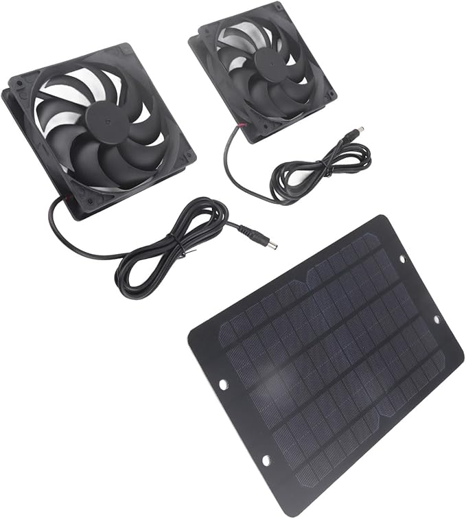 ‌shenruifa 10W Solar Greenhouse Fan Kit - 800mA Solar Ventilation Exhaust for Outdoor Sheds