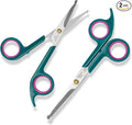 Professional Dog and Cat Grooming Scissors, Pet Grooming Shears, Sharp Stainless Steel Blade With Round Tips - Safety Fur Trimming for Dogs, Cats (Set of 2)