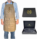Mt Diablo 16oz - Woodworking Apron - Work Apron with Duck Weave Paraffin Waxed Canvas, Genuine Leather - Fits XS-XL