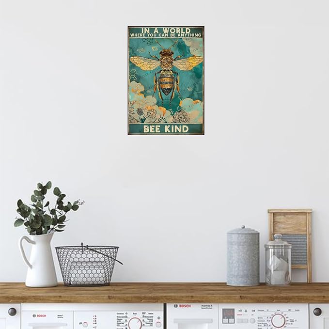 Metal Signs In A World Where You Can Be Anything Bee Kind Vintage Sign Retro Aluminum Sign for Home Office Kitchen Bar Cafe Garden Wall Decor 12x8 Inch
