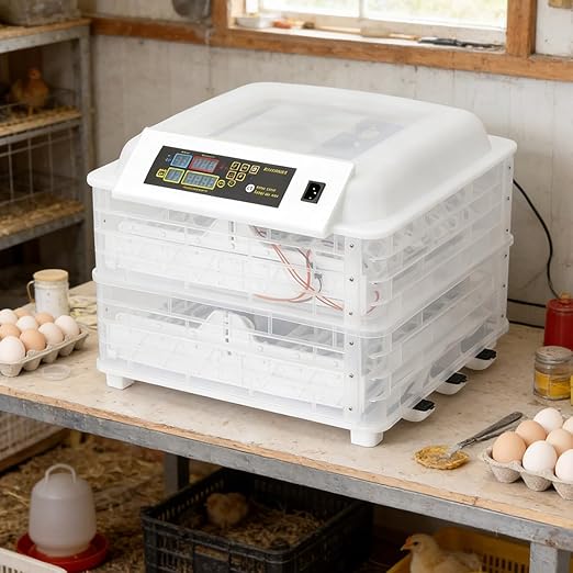 96 Egg Incubator with Automatic Turner for Hatching Chicken Duck Quail - 2-in-1 Digital Poultry Incubator Clear View Window, Temperature Control 20-40°C (68-104°F) for Farm, School, Home Use