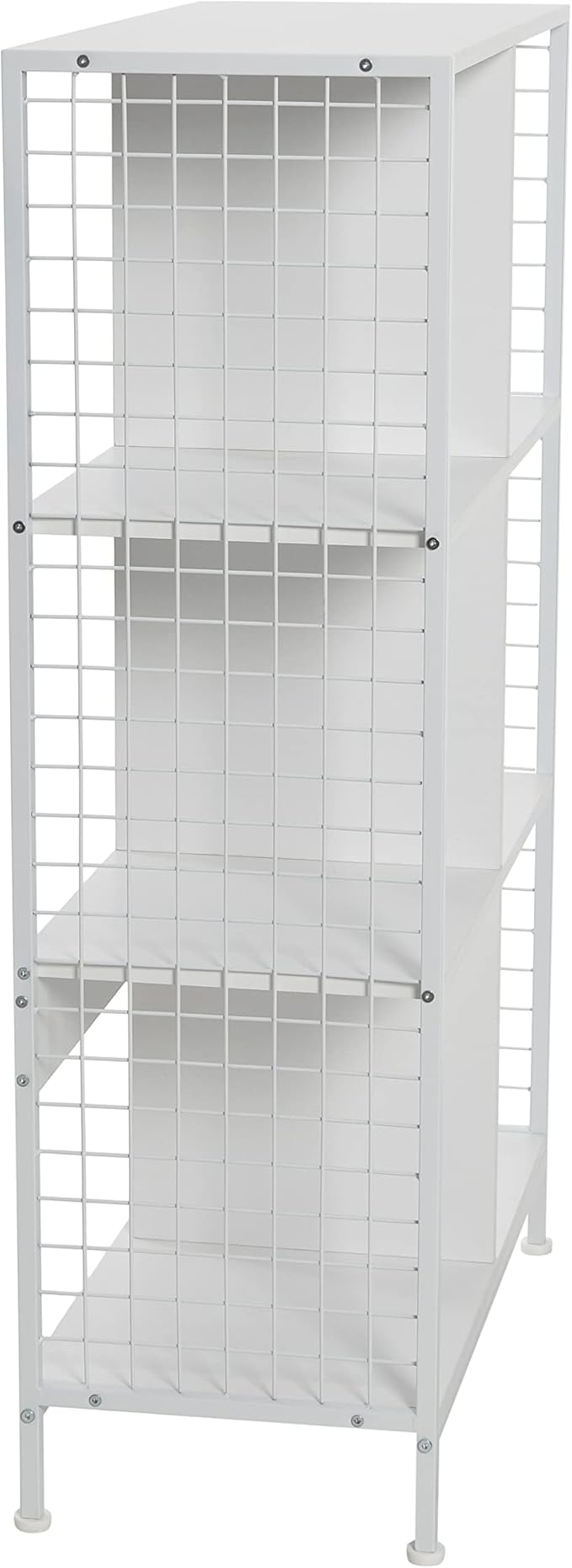 Household Essentials Trellis Open Storage Bookshelf with 6 Cube Compartments Scandinavian White and White Metal