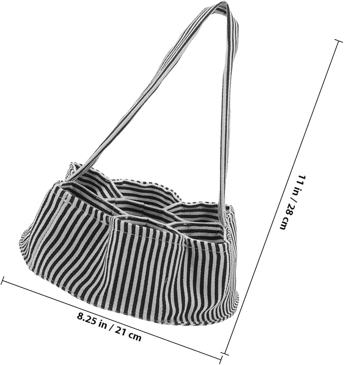 Happyyami Chicken Egg Collecting Bag with 7 Pouches Black and White Stripe Egg Collection Basket for Farmhouse Use Suitable for Chicken Duck