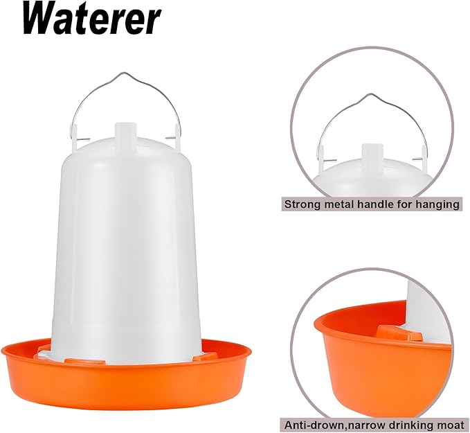 YANZI Chick Feeder and Waterer Kit, Baby Chick Starter Kit with Chick Perch for Small Poultry Ducks Quail
