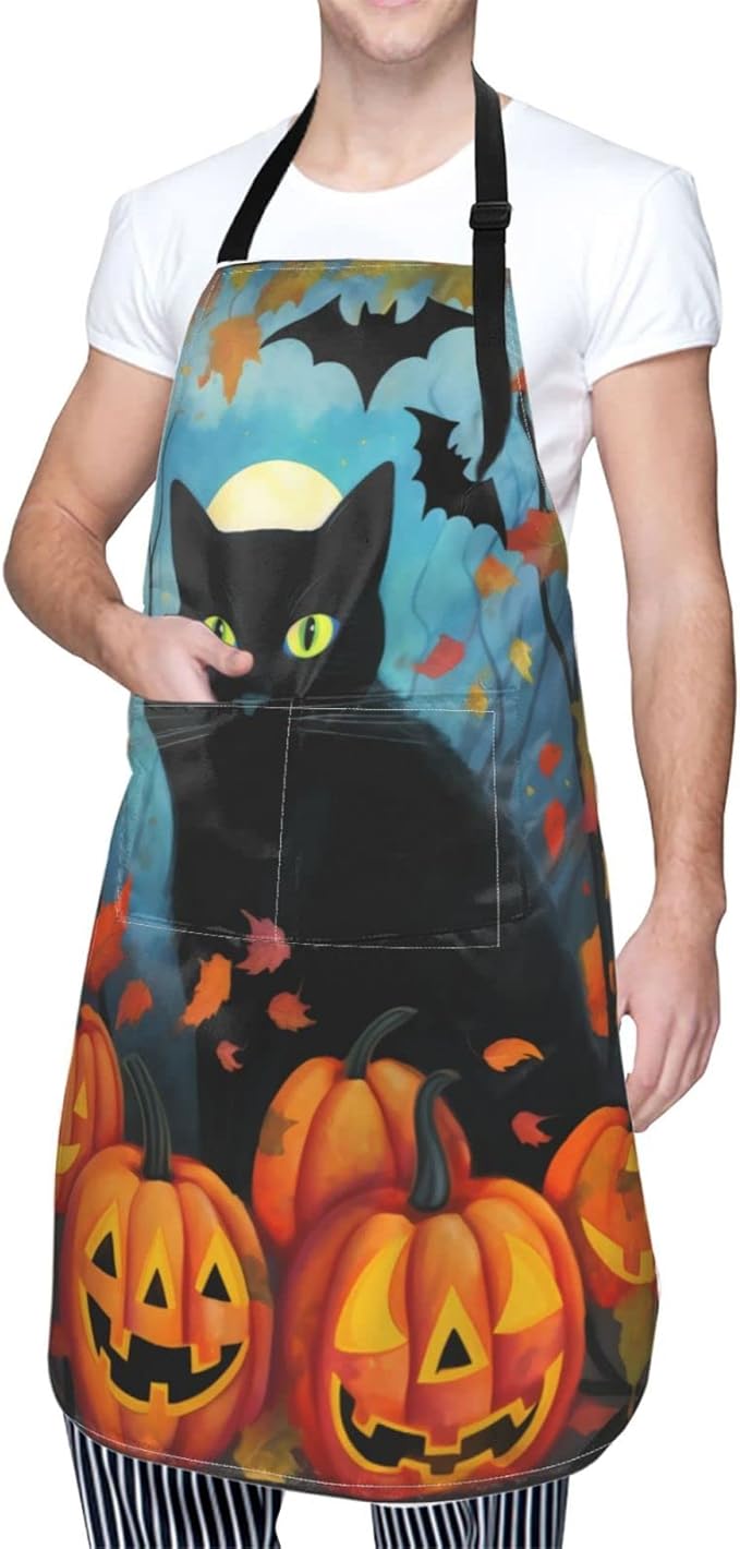 Shark Jumping Home Aprons 2 Pockets 33"×28" for Men Women, Ocean Sea Waterproof Kitchen Cooking Bib