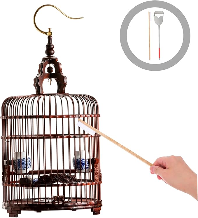 Kisangel 2pcs Bird Cage Cleaning Brush and Shovel Set Efficient Cage Tools for Bird Chicken Coop Feeder Perch Cleaning