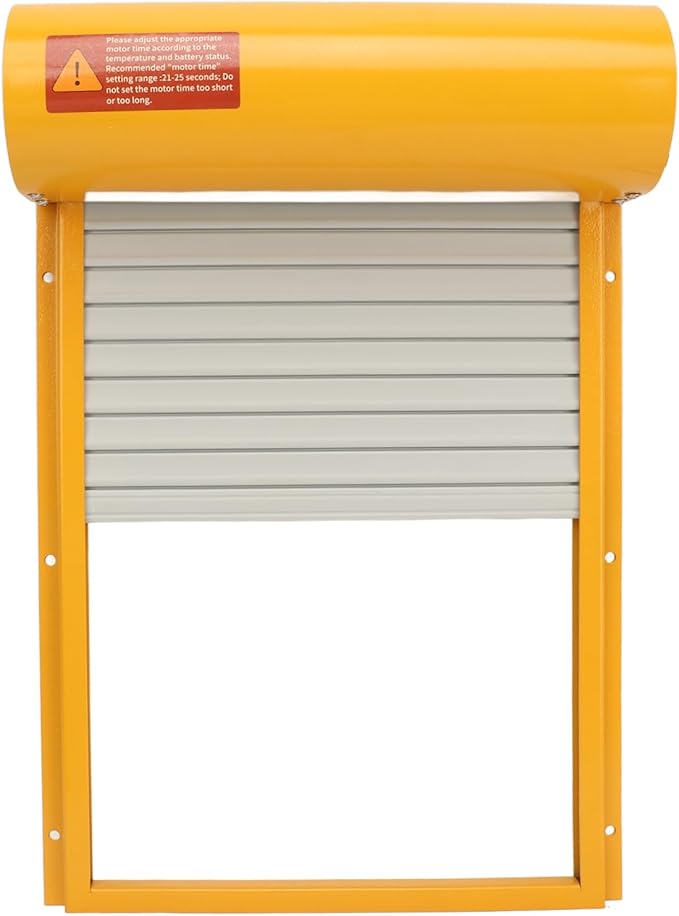Automatic Chicken Coop Door Solar Powered, Timer Function Timer Function, LED Display Controller Cold Weather Electric Chicken Door, for Duck Goose Farm Safety Equipment (Yellow)