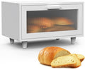 Bread Box for Kitchen Countertop Farmhouse Bread Holder Bread Storage Wooden Bread Container White