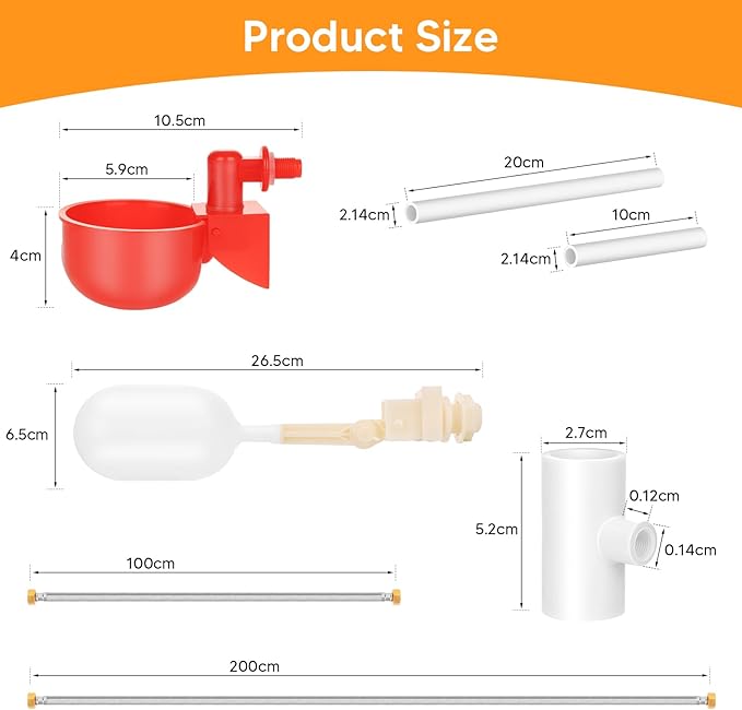 12 Pack Automatic Chicken Water Cups, Complete Set Pipeline Automatic Chicken Waterer System Poultry Waterer for Chick Duck Quail