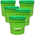 House Naturals 2 Gallon Food Grade - BPA Free Made in USA Buckets Lime Color pails with Screw On Gasket Lids (5, Lime - Green lids)
