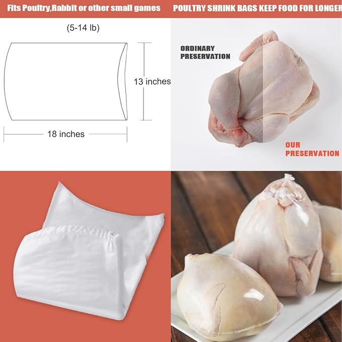 Poultry Processing Kits, Include Medium Size Chicken Cone, 50 Pack Poultry Shrink Bags, A Lung Scraper of Chicken Processing and A Pair of Gloves, Convenient for Chicken Processing