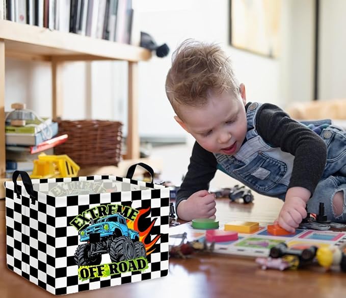 Rectangle Kids Baskets Car Basket Cute Storage Bin Organizer Boys Box for Room Decor Gift Basket(Racing car)
