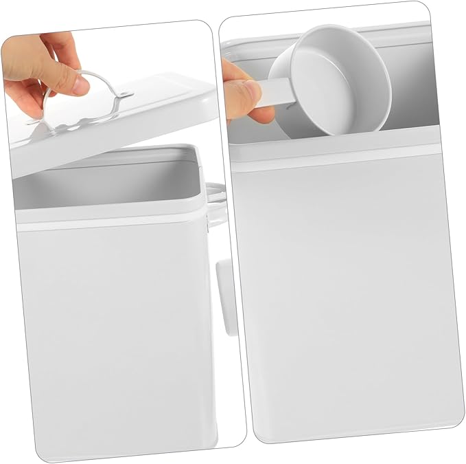 Metal Pet Food Storage Container Canister for Treats Kitchen Organizer for Rice Grains Airtight Design Measuring Scoop Versatile Storage Bin No Pattern