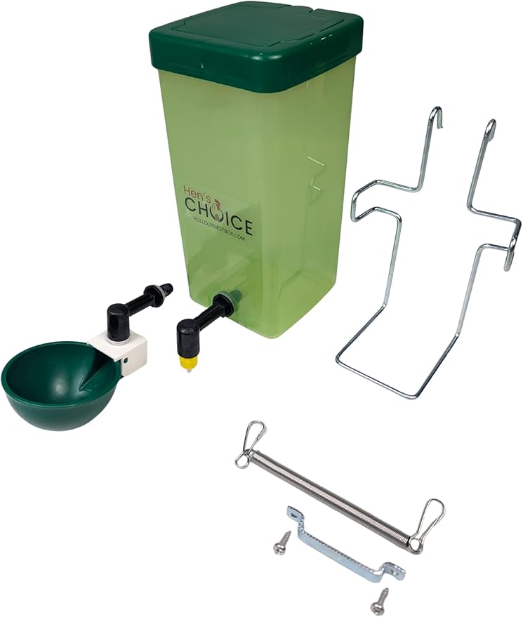 Hen's Choice™ 1L (32 oz) Drinker W/Cup, Nipple, & Wire Bracket for Chicks & Small Animals, Chicken Waterer, Green