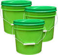 House Naturals 2 Gallon Food Grade - BPA Free Made in USA Buckets Lime Color pails with Screw On Gasket Lids (3, Lime - Green lids)