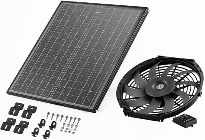 VEVOR Gable Mount Fan, 12 Inch Solar Power Attic Exhaust Fan with Adjustable Thermostat & Outer Mesh, 1300 CFM House Ventilator Cools Up to 1850 Sq.Ft, Quiet Ventilation for Roof, Garage, Shop, Black