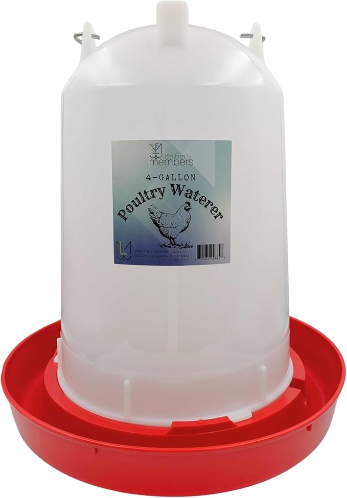 Chicken Waterer 4-Gallon Metal Handle Poultry Drinker | Large Capacity Poultry Waterer | for Chickens, Ducks, Baby Chicks, Chickens, Turkeys and More