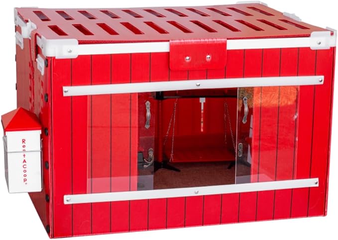 RentACoop Little Red Barn Chick Brooder Set | Durable, Lightweight, Easy-Clean, Multipurpose | with Heating Plate, Feeder, Waterer, Absorbent Hatchling Liners, Jute Liners, LED Light, Security Latch