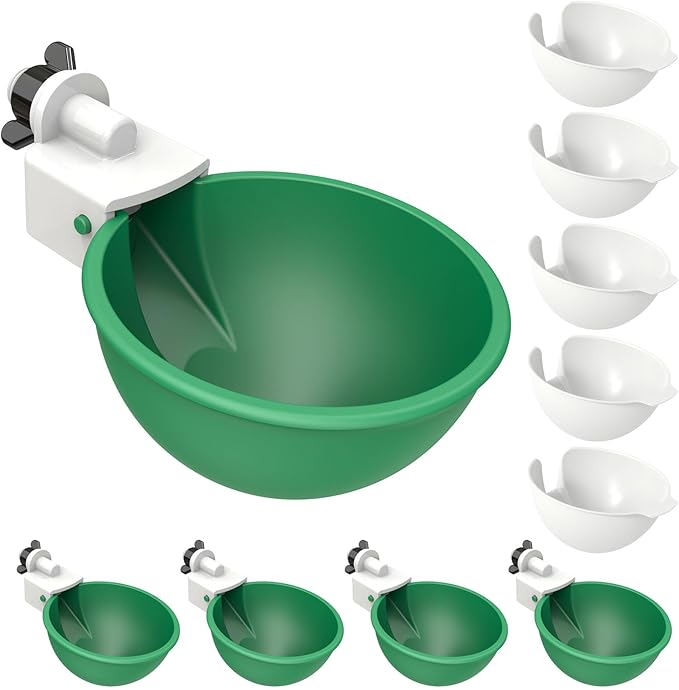 Large Automatic Chicken Waterer Cups, Chicken Water Feeder Suitable for Chicks, Duck, Goose, Turkey and Bunny, DIY Poultry Water Feeder Kit (5 Pack-Green)