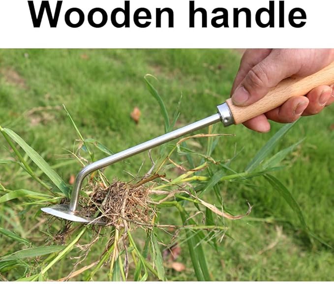 Manual Weed Puller Tool, 2025 New Weeding Artifact Uprooting Weeding Tool, 3 Tooth Manganese Steel Weed Remover Tool for Gardening Backyard Farm (Wood Handle)